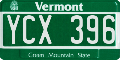 VT license plate YCX396