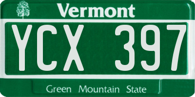 VT license plate YCX397
