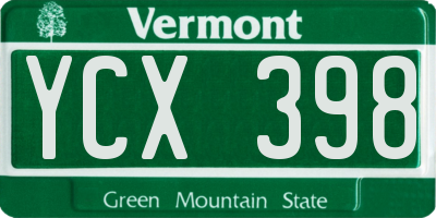 VT license plate YCX398