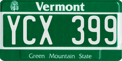 VT license plate YCX399