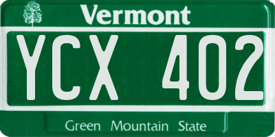 VT license plate YCX402