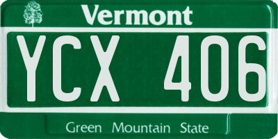 VT license plate YCX406