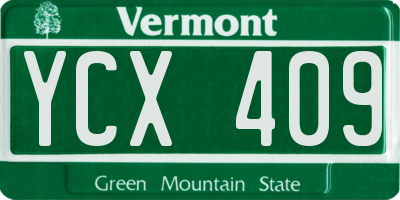 VT license plate YCX409