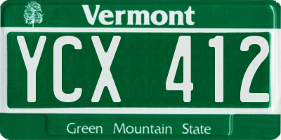 VT license plate YCX412