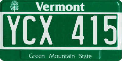 VT license plate YCX415