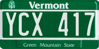 VT license plate YCX417