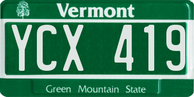 VT license plate YCX419