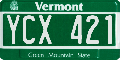 VT license plate YCX421