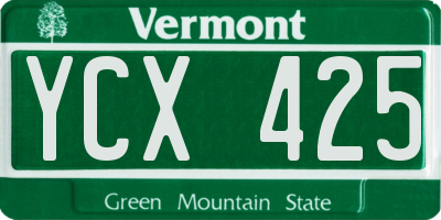 VT license plate YCX425