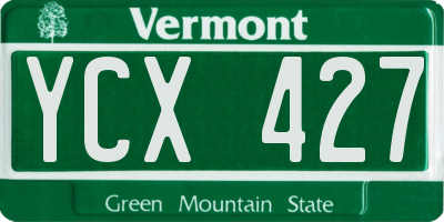 VT license plate YCX427