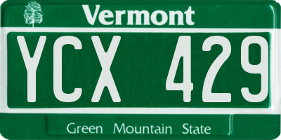 VT license plate YCX429
