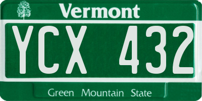 VT license plate YCX432