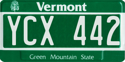VT license plate YCX442