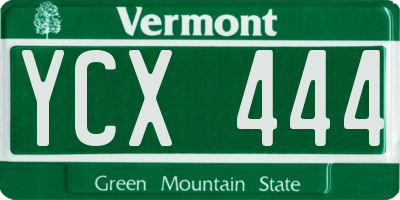 VT license plate YCX444