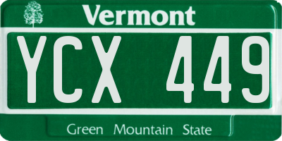 VT license plate YCX449