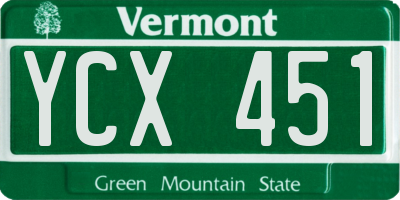 VT license plate YCX451
