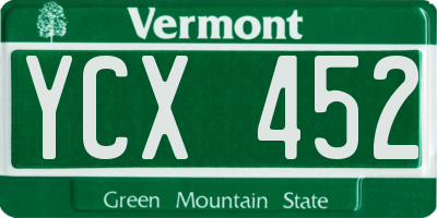 VT license plate YCX452