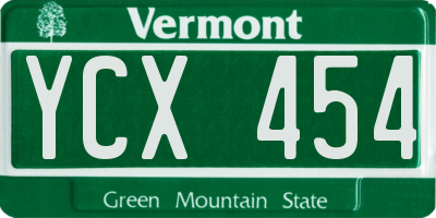 VT license plate YCX454