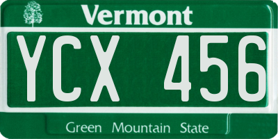 VT license plate YCX456
