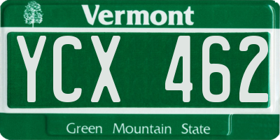 VT license plate YCX462