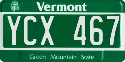 VT license plate YCX467