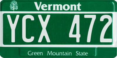 VT license plate YCX472