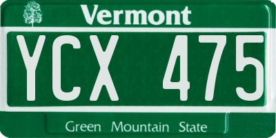 VT license plate YCX475