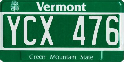 VT license plate YCX476