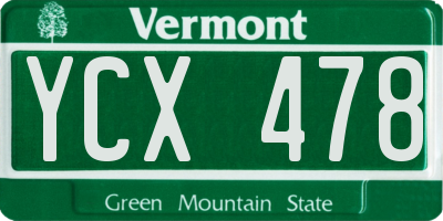 VT license plate YCX478