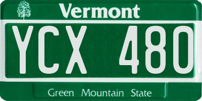 VT license plate YCX480
