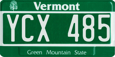 VT license plate YCX485