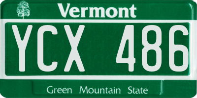 VT license plate YCX486