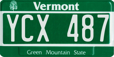 VT license plate YCX487