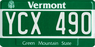 VT license plate YCX490