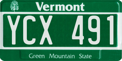 VT license plate YCX491