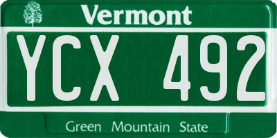 VT license plate YCX492