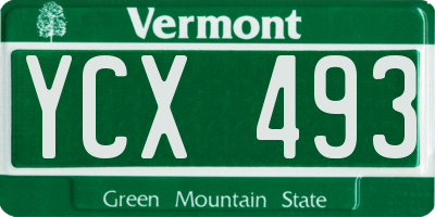 VT license plate YCX493