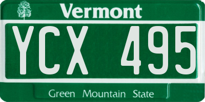 VT license plate YCX495