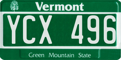 VT license plate YCX496