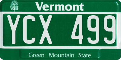 VT license plate YCX499