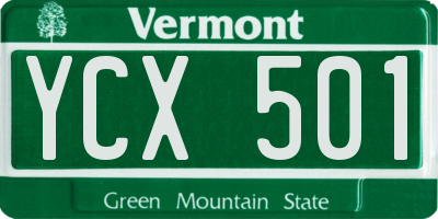 VT license plate YCX501