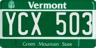 VT license plate YCX503