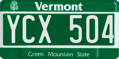 VT license plate YCX504