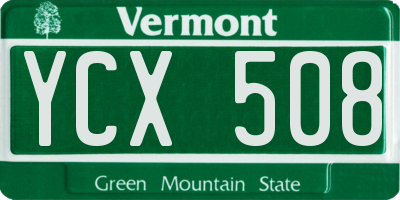 VT license plate YCX508