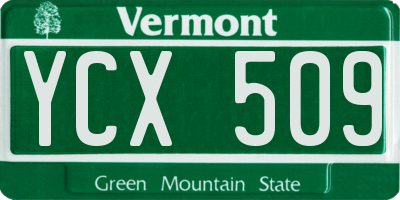 VT license plate YCX509