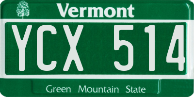 VT license plate YCX514