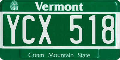 VT license plate YCX518