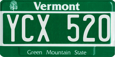 VT license plate YCX520