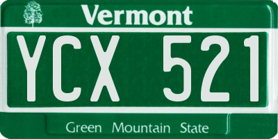 VT license plate YCX521