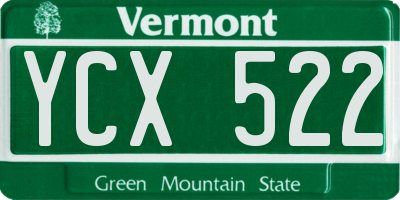 VT license plate YCX522